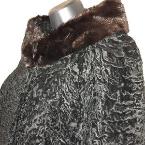 Vtg Broadtail Lamb Cropped Coat/Jacket Mink Collar~Carson Pirie Scott Fur Salon